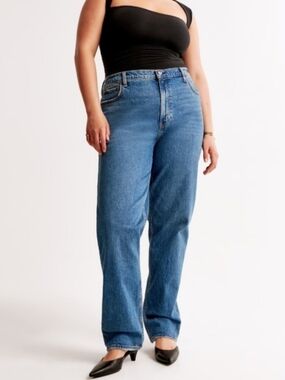 A&F The 90s Straight Ultra High Rise Jeans Curve Love Sz 37, 24L